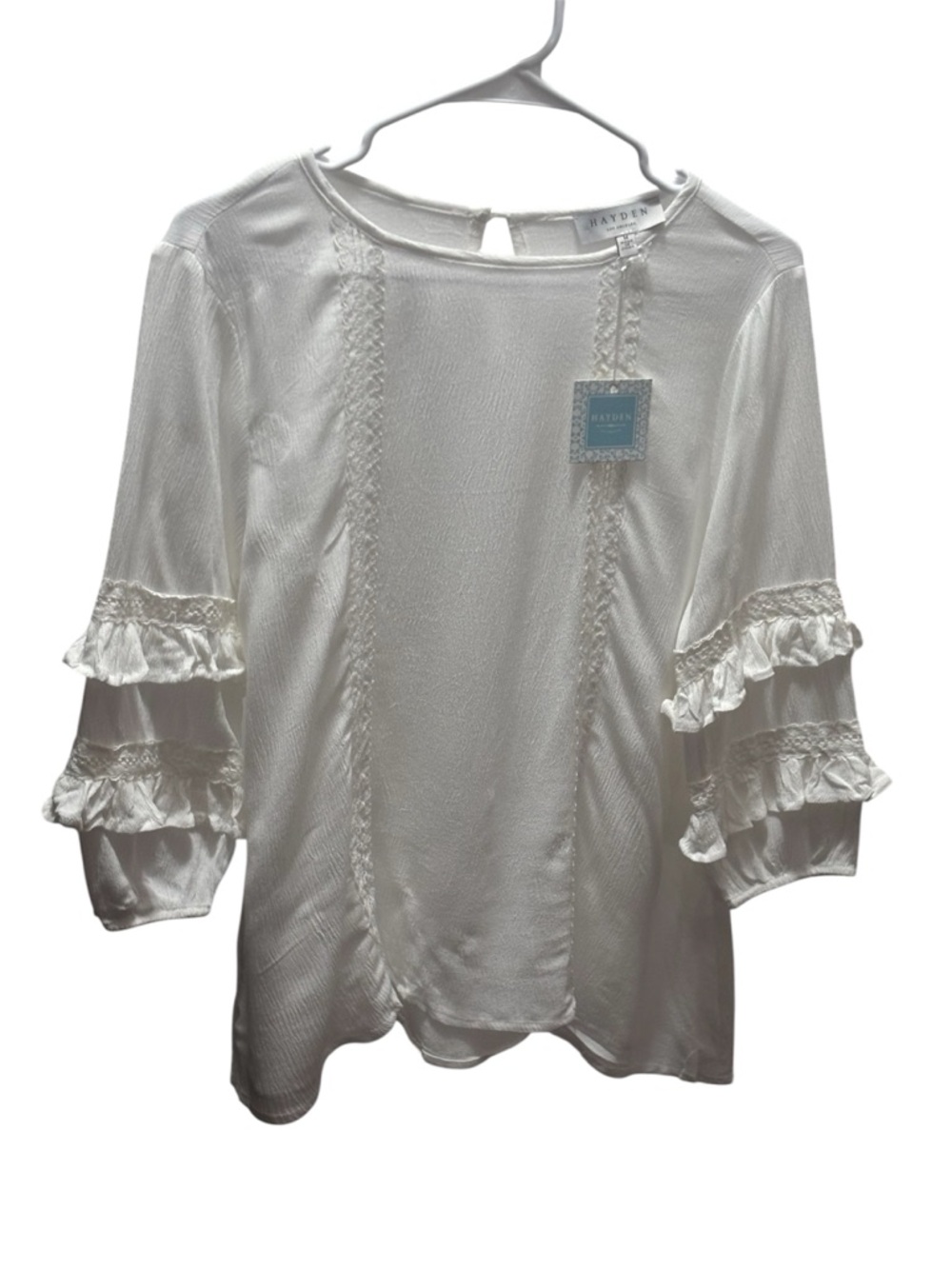 Hayden Cream Ruffle-Sleeve Peasant Blouse